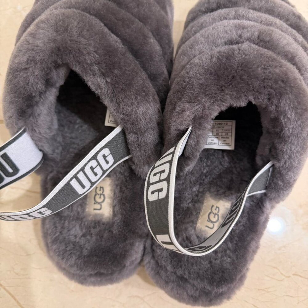 Grey Ugg Fluff Yeah Slippers - image 3